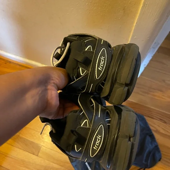 Balenciaga Men's Black and White Athletic Shoes